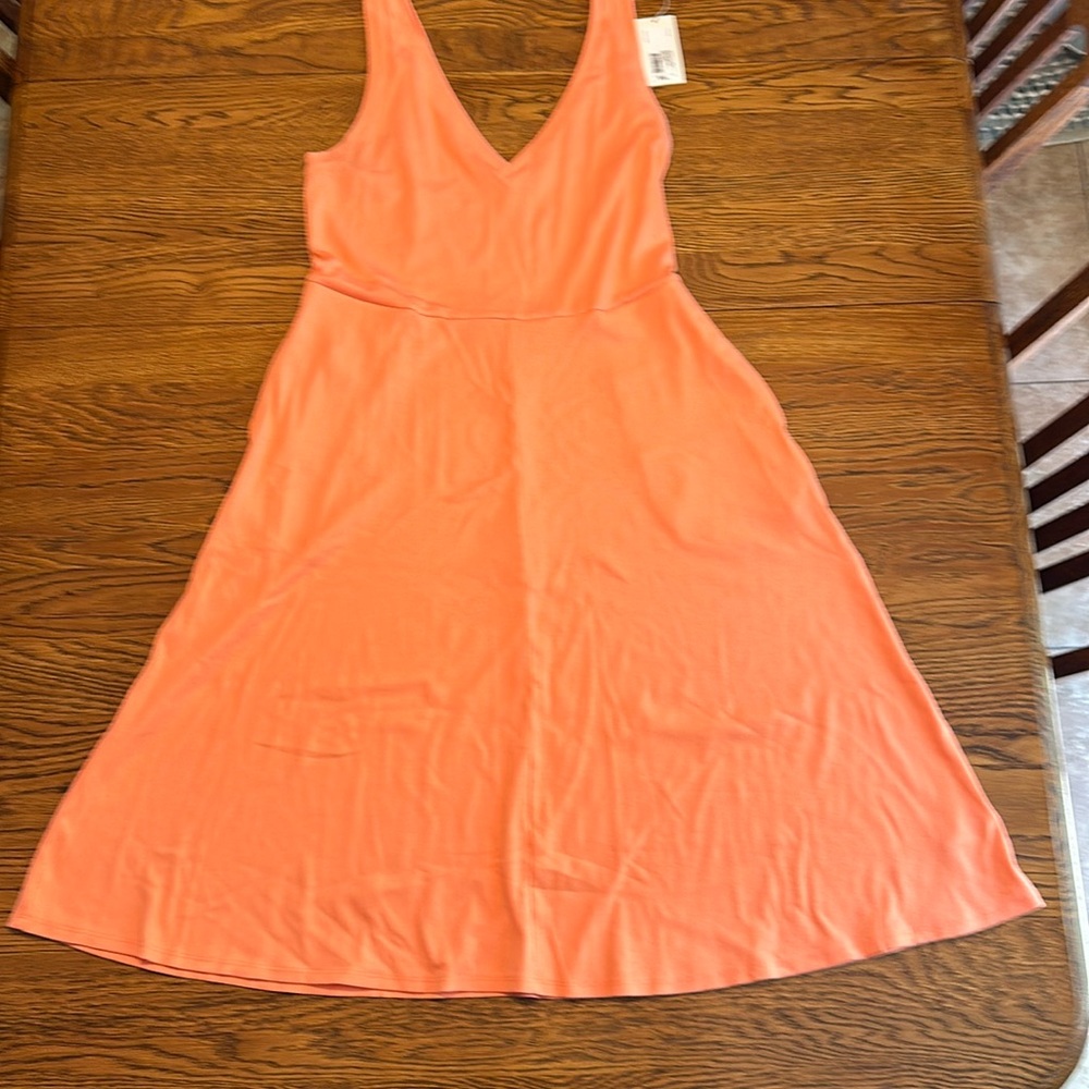 A New Day Womens Tank Dress Peach Stretch V Neck Sleeveless Pockets Ribbed XXL